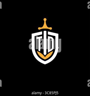 Creative letter TD logo gaming esport with shield vector graphic Stock Vector