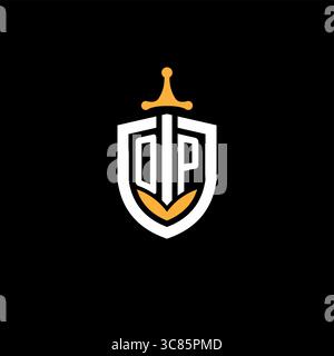 Creative letter OP logo gaming esport with shield vector graphic Stock Vector
