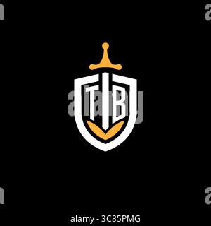 Creative letter TB logo gaming esport with shield vector graphic Stock Vector