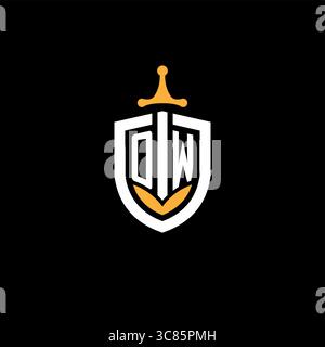 Creative letter OW logo gaming esport with shield vector graphic Stock Vector