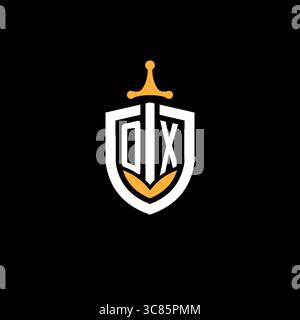 Creative letter OX logo gaming esport with shield vector graphic Stock Vector
