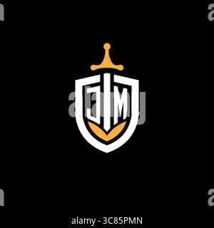 Creative letter JM logo gaming esport with shield vector graphic Stock Vector