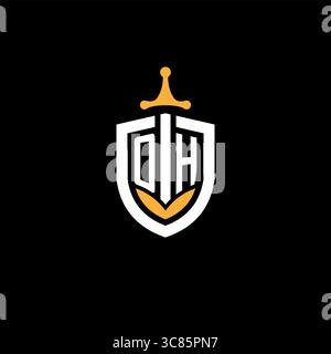 Creative letter OH logo gaming esport with shield vector graphic Stock Vector