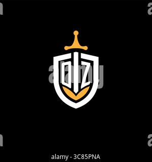 Creative letter OZ logo gaming esport with shield vector graphic Stock Vector