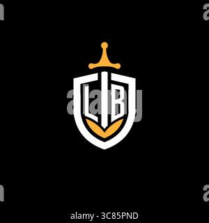 Creative letter LB logo gaming esport with shield vector graphic Stock Vector
