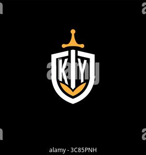 Creative letter KY logo gaming esport with shield vector graphic Stock Vector