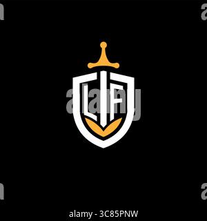 Creative letter LF logo gaming esport with shield vector graphic Stock Vector