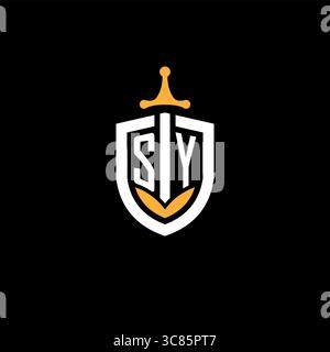 Creative letter SY logo gaming esport with shield vector graphic Stock Vector