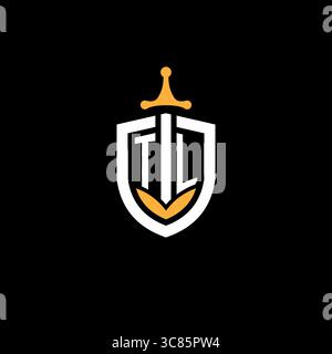 Creative letter TL logo gaming esport with shield vector graphic Stock Vector