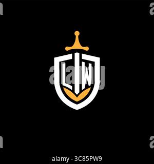 Creative letter LW logo gaming esport with shield vector graphic Stock Vector