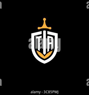 Creative letter TA logo gaming esport with shield vector graphic Stock Vector