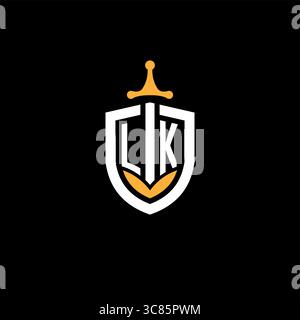 Creative letter LK logo gaming esport with shield vector graphic Stock Vector