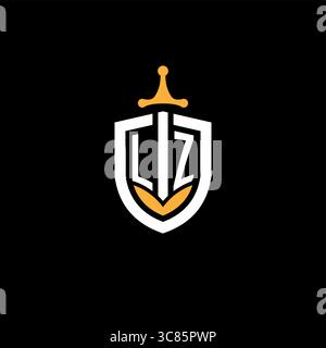 Creative letter LZ logo gaming esport with shield vector graphic Stock Vector