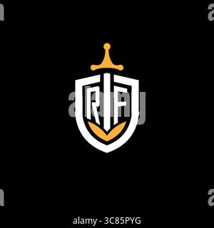 Creative letter RF logo gaming esport with shield vector graphic Stock Vector
