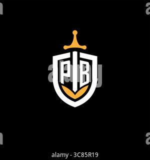 Creative letter PB logo gaming esport with shield vector graphic Stock Vector