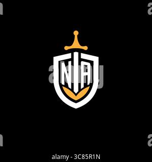 Creative letter NA logo gaming esport with shield vector graphic Stock Vector