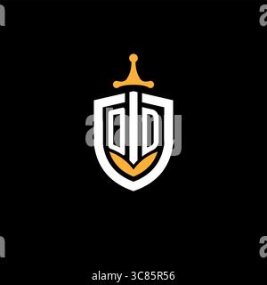 Creative letter OD logo gaming esport with shield vector graphic Stock Vector