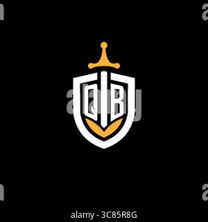 Creative letter QB logo gaming esport with shield vector graphic Stock Vector