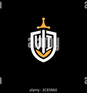 Creative letter VI logo gaming esport with shield vector graphic Stock Vector