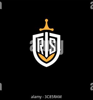 Creative letter RS logo gaming esport with shield vector graphic Stock Vector
