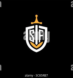 Creative letter SF logo gaming esport with shield vector graphic Stock Vector