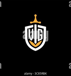 Creative letter VG logo gaming esport with shield vector graphic Stock Vector
