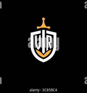 Creative letter VR logo gaming esport with shield vector graphic Stock Vector