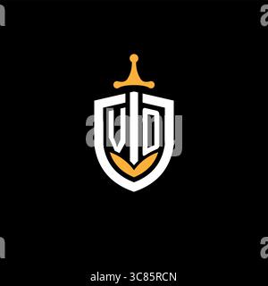 Creative letter VO logo gaming esport with shield vector graphic Stock Vector