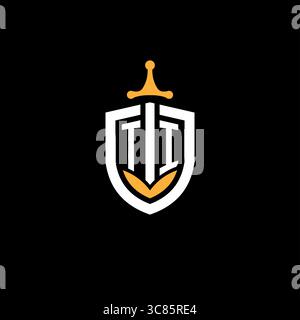 Creative letter TI logo gaming esport with shield vector graphic Stock Vector