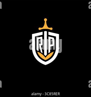 Creative letter RP logo gaming esport with shield vector graphic Stock Vector