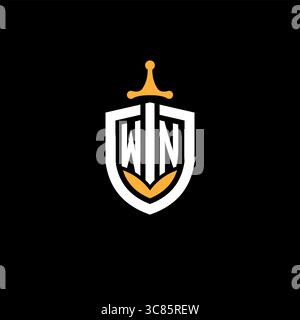 Creative letter WN logo gaming esport with shield vector graphic Stock Vector