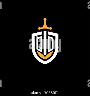 Creative letter QD logo gaming esport with shield vector graphic Stock Vector