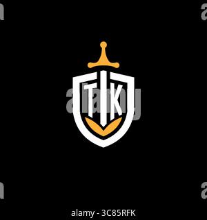 Creative letter TK logo gaming esport with shield vector graphic Stock Vector