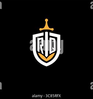 Creative letter RQ logo gaming esport with shield vector graphic Stock Vector