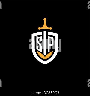 Creative letter SP logo gaming esport with shield vector graphic Stock Vector