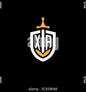 Creative letter XA logo gaming esport with shield vector graphic Stock Vector