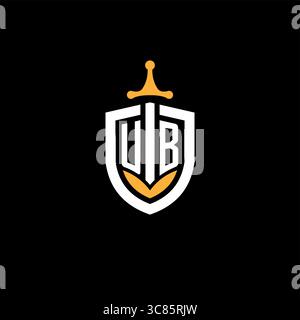 Creative letter UB logo gaming esport with shield vector graphic Stock Vector