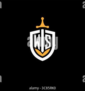 Creative letter WS logo gaming esport with shield vector graphic Stock Vector