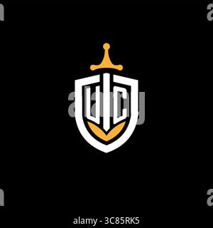 Creative letter UC logo gaming esport with shield vector graphic Stock Vector