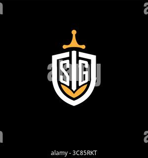 Creative letter SG logo gaming esport with shield vector graphic Stock Vector