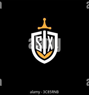 Creative letter SX logo gaming esport with shield vector graphic Stock Vector