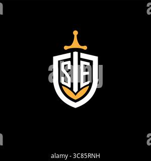 Creative letter SE logo gaming esport with shield vector graphic Stock Vector