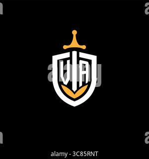 Creative letter VA logo gaming esport with shield vector graphic Stock Vector