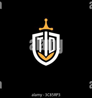Creative letter TO logo gaming esport with shield vector graphic Stock Vector