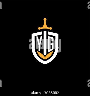 Creative letter YG logo gaming esport with shield vector graphic Stock Vector