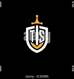Creative letter TS logo gaming esport with shield vector graphic Stock Vector