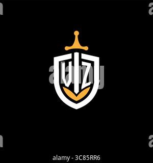 Creative letter VZ logo gaming esport with shield vector graphic Stock Vector