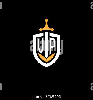 Creative letter VP logo gaming esport with shield vector graphic Stock Vector