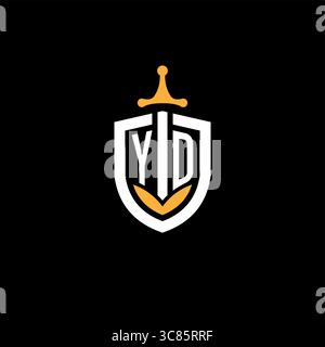 Creative letter YD logo gaming esport with shield vector graphic Stock Vector