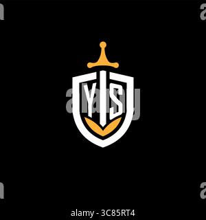 Creative letter YS logo gaming esport with shield vector graphic Stock Vector